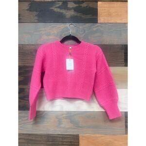 Finding Foxtale Girls Pink Knit Sweater Size 8 | Textured Cable | NWT